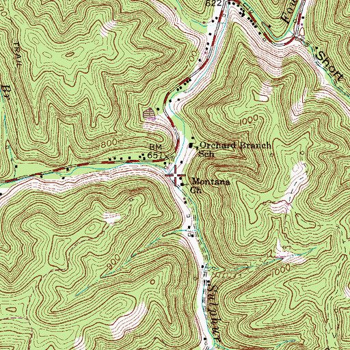 Topographic Map of Sulphur Spring Fork, WV