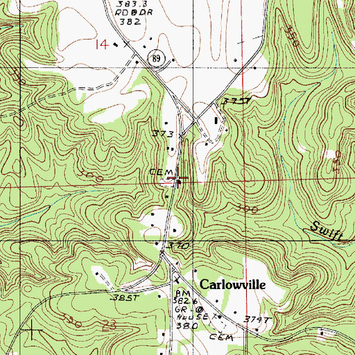 Topographic Map of Carlowville Church, AL