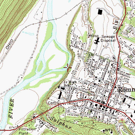 Topographic Map of Sulphur Spring Run, WV