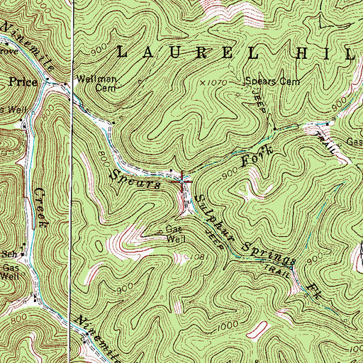 Topographic Map of Sulphur Springs Fork, WV