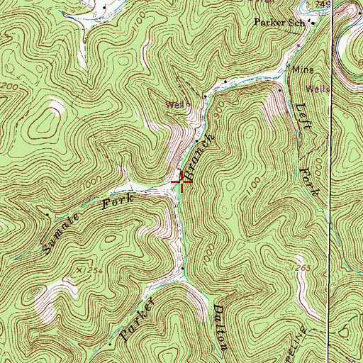 Topographic Map of Sumate Fork, WV