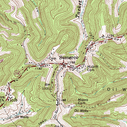 Topographic Map of Sumerco, WV