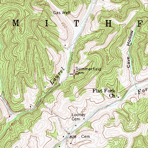 Topographic Map of Summerfield Cemetery, WV