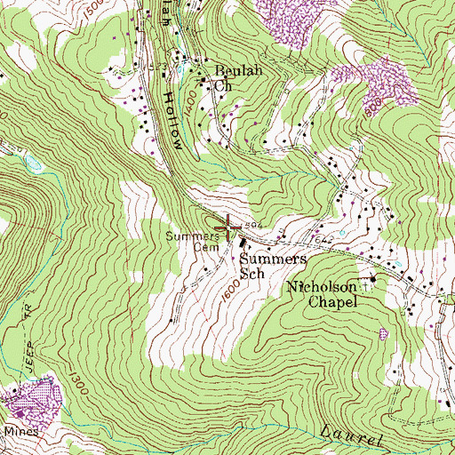 Topographic Map of Summers Cemetery, WV