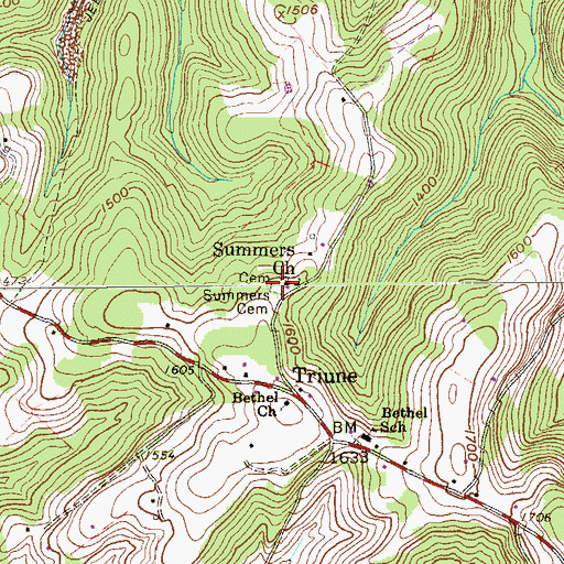 Topographic Map of Summers Cemetery, WV