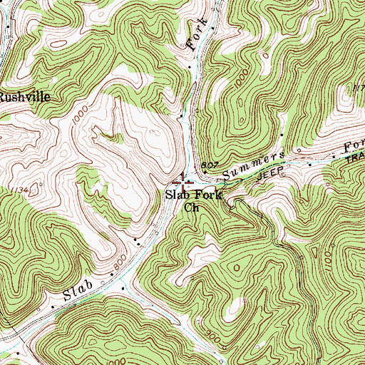 Topographic Map of Summers Fork, WV