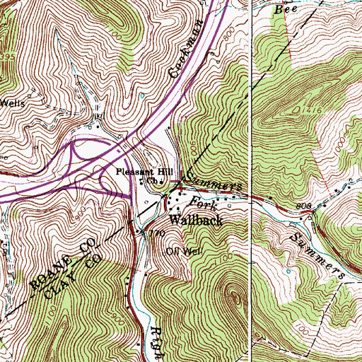 Topographic Map of Summers Fork, WV