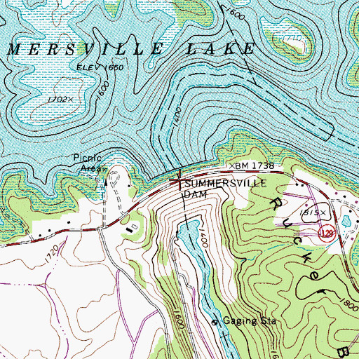 Topographic Map of Summersville Dam, WV