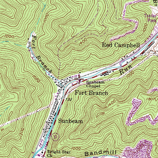 Topographic Map of Sunbeam Chapel, WV