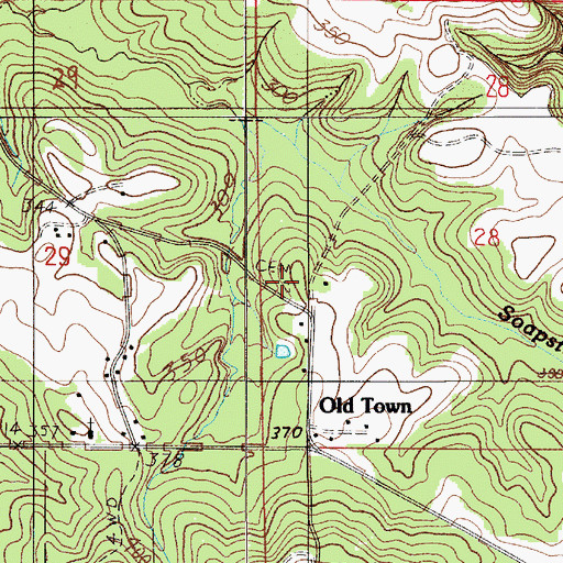 Topographic Map of Town Creek Cemetery, AL