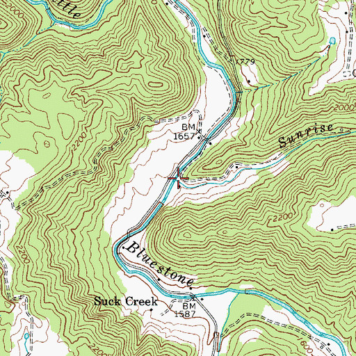 Topographic Map of Sunrise Branch, WV