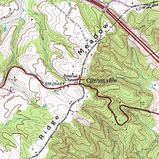 Topographic Map of Sunrise Chapel, WV