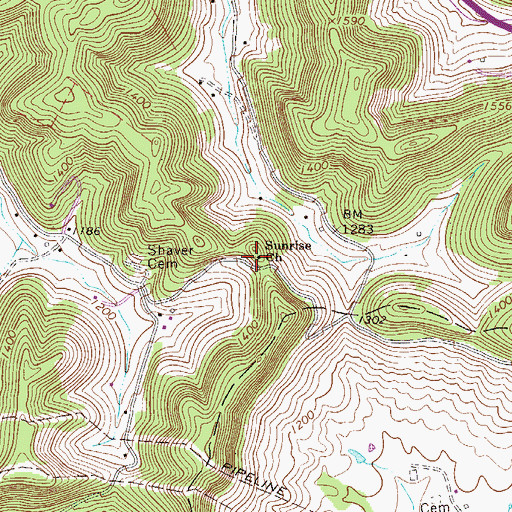 Topographic Map of Sunrise Church, WV