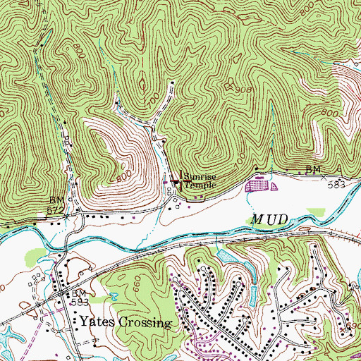 Topographic Map of Sunrise Temple, WV