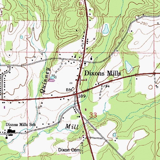 Topographic Map of Freedomland Church, AL