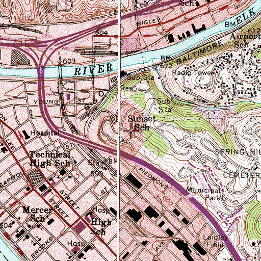 Topographic Map of Sunset School (historical), WV