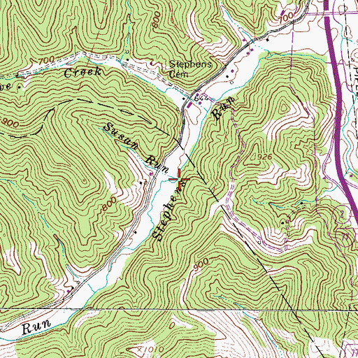 Topographic Map of Susan Run, WV