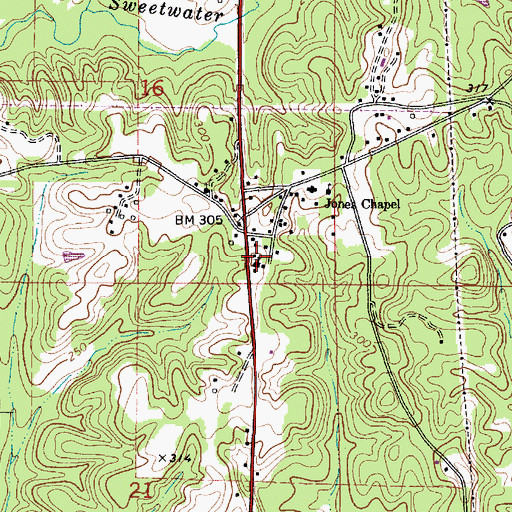 Topographic Map of House of Prayer Church, AL
