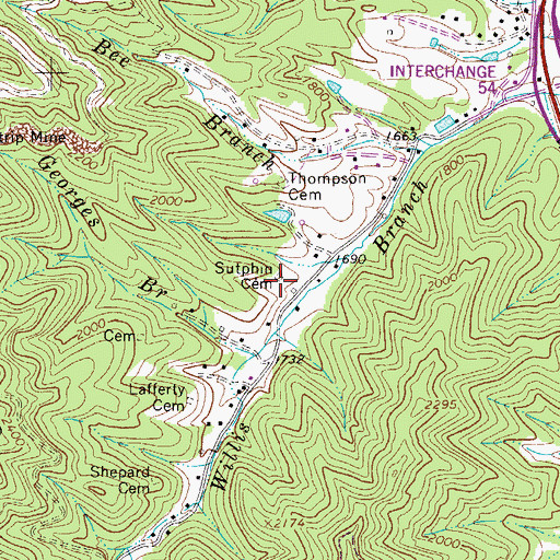 Topographic Map of Sutphin Cemetery, WV