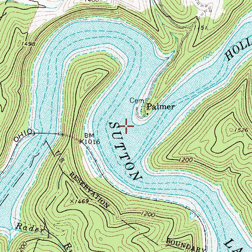 Topographic Map of Sutton Lake, WV