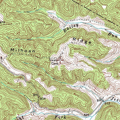 Topographic Map of Swain Cemetery, WV
