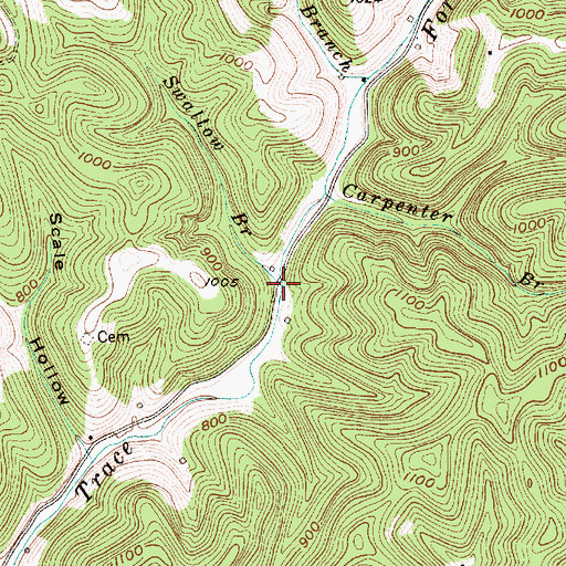 Topographic Map of Swallow Branch, WV