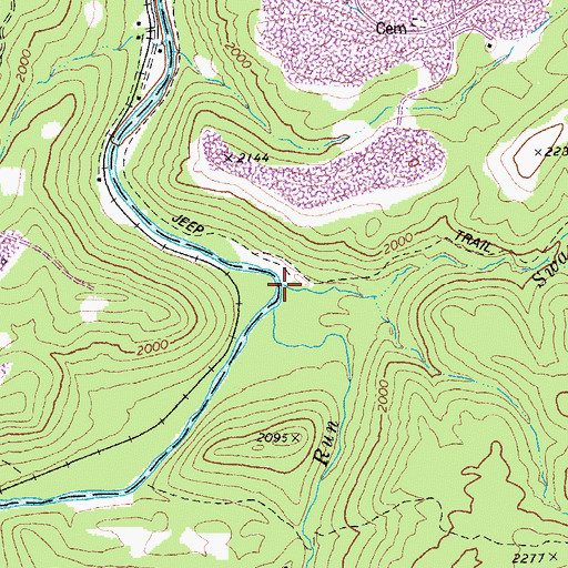 Topographic Map of Swamp Run, WV