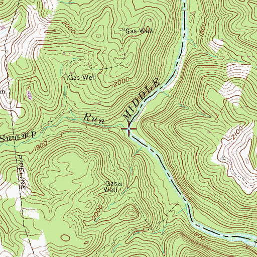 Topographic Map of Swamp Run, WV