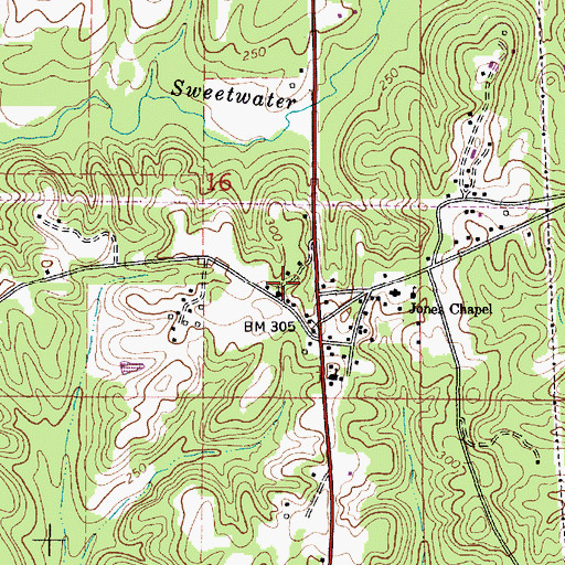 Topographic Map of Little Zion Church, AL