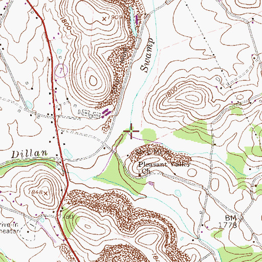 Topographic Map of Swamp Run, WV