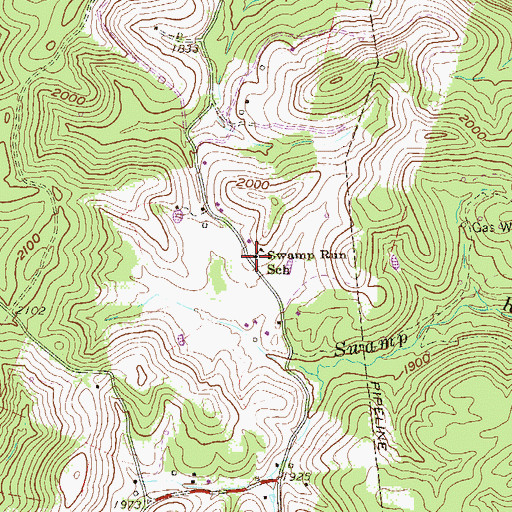 Topographic Map of Swamp Run School (historical), WV