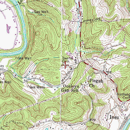 Topographic Map of Swann Cemetery, WV