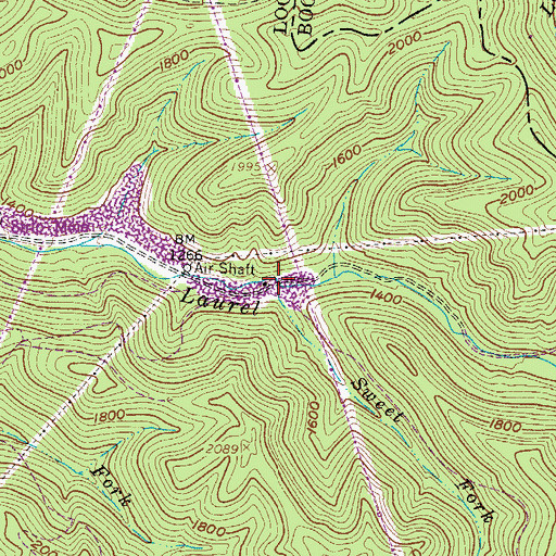 Topographic Map of Sweet Fork, WV