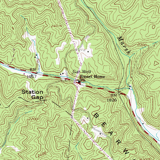 Topographic Map of Sweet Home Church, WV