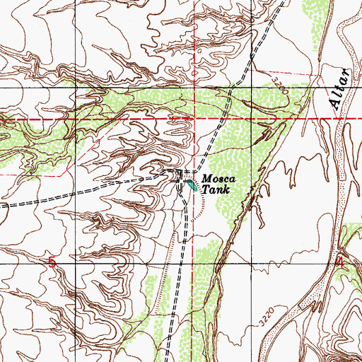Topographic Map of Mosca Tank, AZ
