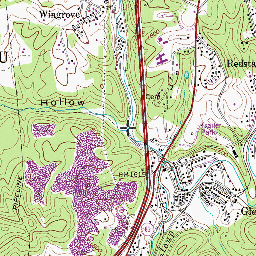 Topographic Map of Sweetwood Hollow, WV