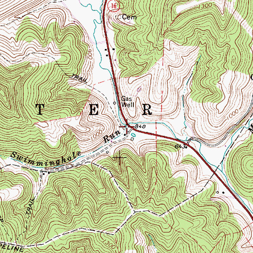 Topographic Map of Swimminghole Run, WV