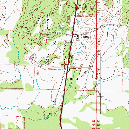 Topographic Map of Rivers Cemetery, AL