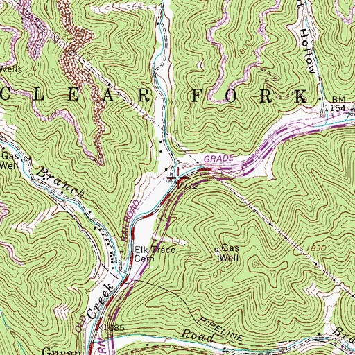 Topographic Map of Sycamore Branch, WV