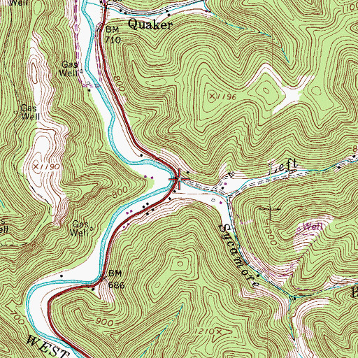Topographic Map of Sycamore Branch, WV