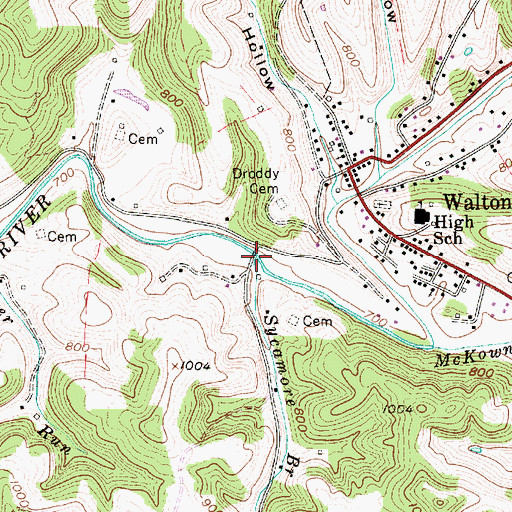 Topographic Map of Sycamore Branch, WV