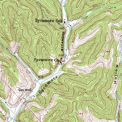 Topographic Map of Sycamore Church, WV