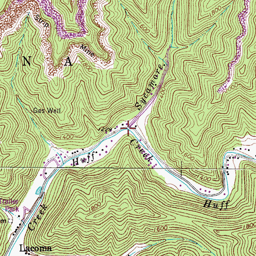 Topographic Map of Sycamore Creek, WV