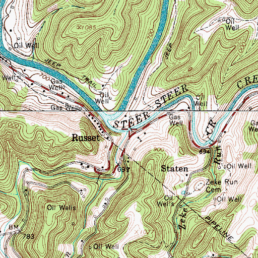 Topographic Map of Sycamore Creek, WV