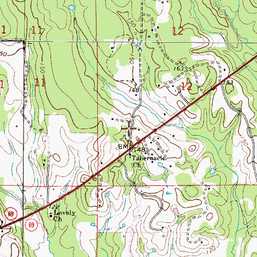 Topographic Map of Tabernacle Cemetery, AL