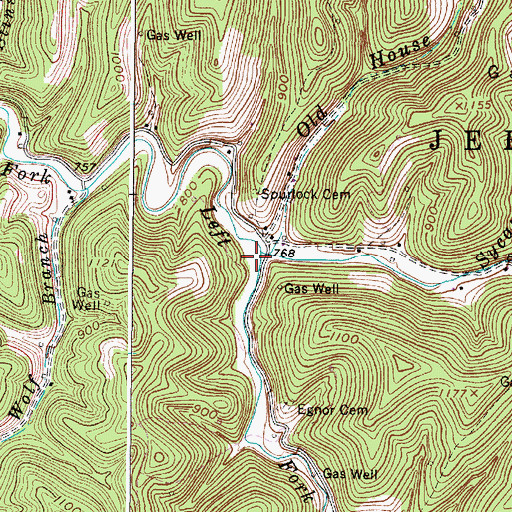 Topographic Map of Sycamore Fork, WV