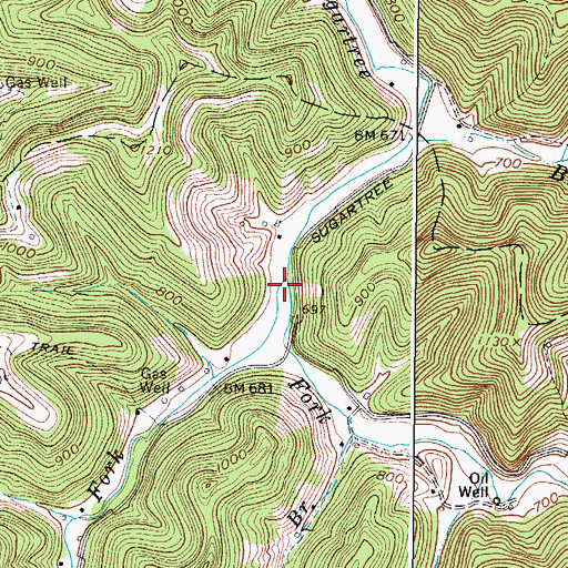 Topographic Map of Sycamore Fork, WV