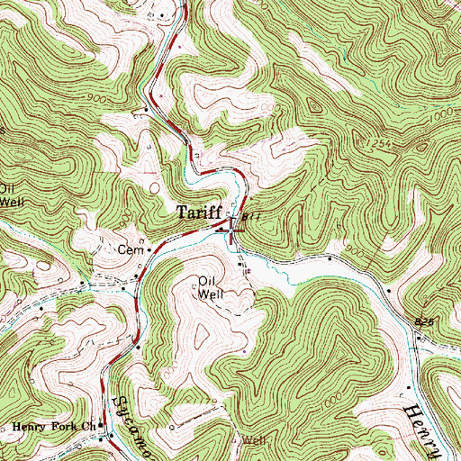 Topographic Map of Sycamore Fork, WV