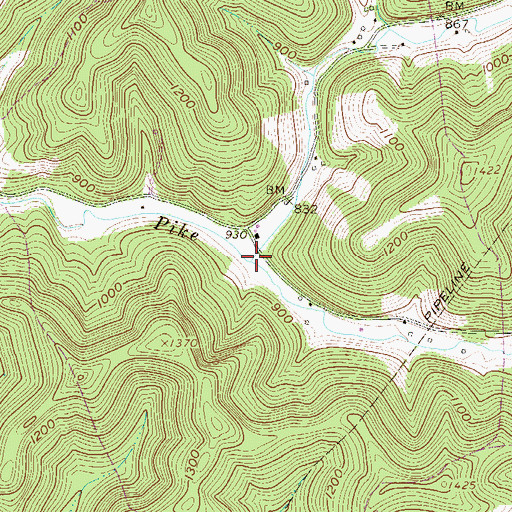 Topographic Map of Sycamore Fork, WV