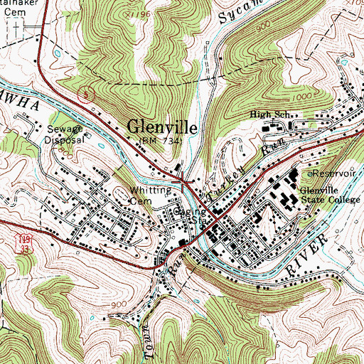Topographic Map of Sycamore Run, WV
